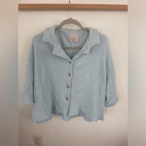 The lullaby club waffle knit blue matching set - Picture 1 of 5